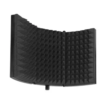 

Black Foldable Microphone Isolation Shield, Adjustable Recording M2EC