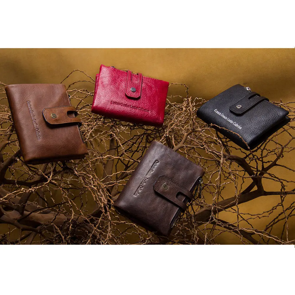 1 шт. мужской кошелек из натуральной кожи на молнии и застежке короткий для монет