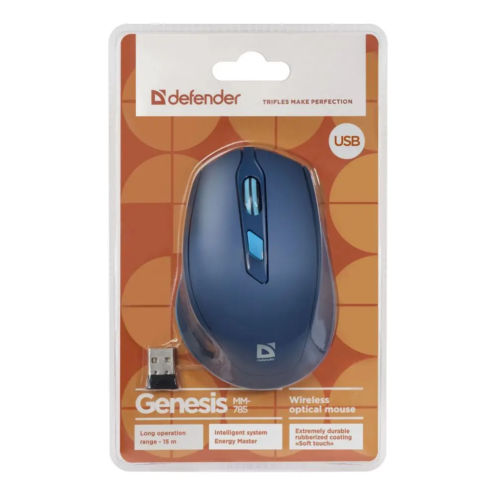 Компьютерная мышь Defender Genesis MM-785 синий,6 кнопок, 1200-2400 dpi
