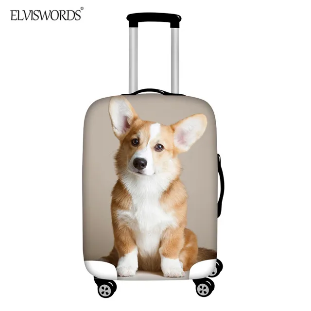 ELVISWORDS Чехол для багажа Детские корги 3D печать молния эластичный Водонепроницаемый чемодан Защитные чехлы для 18-32 дюймов - Цвет: HM7844
