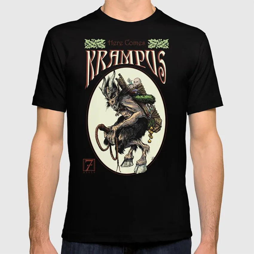 Винтажная футболка с надписью "Here Comes Krampus"