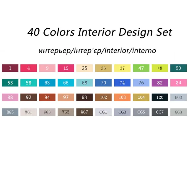 40 Interior Design TouchFIVE художественный маркер 168 цветов спирт двуглавый Эскиз маркер для школы рисунок маркер анимация дизайн школьные принадлежности - Цвет: 40 Interior Design