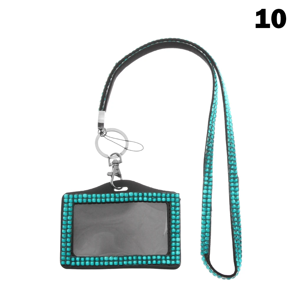 light blue 1 аппликации со стразами кристалл значок ID держатель карты с шнуром Bling ID Бизнес бедж офисные принадлежности - Цвет: light blue