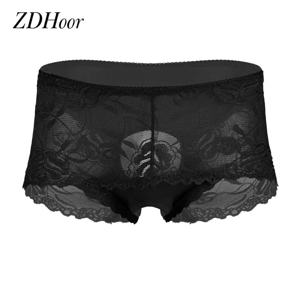Mens Sexy Lace Underwear Transparent Crotchless Panties See Though Sheer Ruffle Bikini Briefs Stretch Sissy Triangle | Тематическая