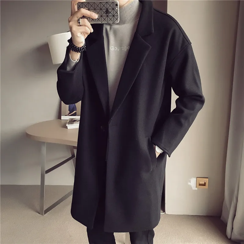 Черный Тренч, Мужская Длинная зимняя куртка и пальто, парка Hiver Homme Anorak Hombre, модная Повседневная Новинка GG50dy