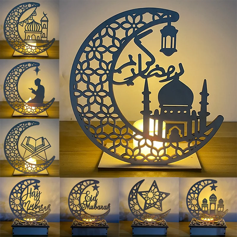 EID Mubarak Wooden Pendant Ramadan Decoration Islam Muslim Party Decor Eid Al Adha Ramadan And
