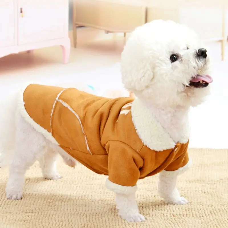 Pet осенне-зимняя одежда Теплый полиэстер костюм 2 брюки с широкими штанинами Куртка утепленная флисовая куртка на пуговицах для собак чихуахуа в целом
