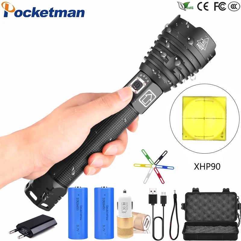 Самый мощный светодиодный фонарик XHP90 XLamp XHP70.2 тактический фонарь с USB зарядкой