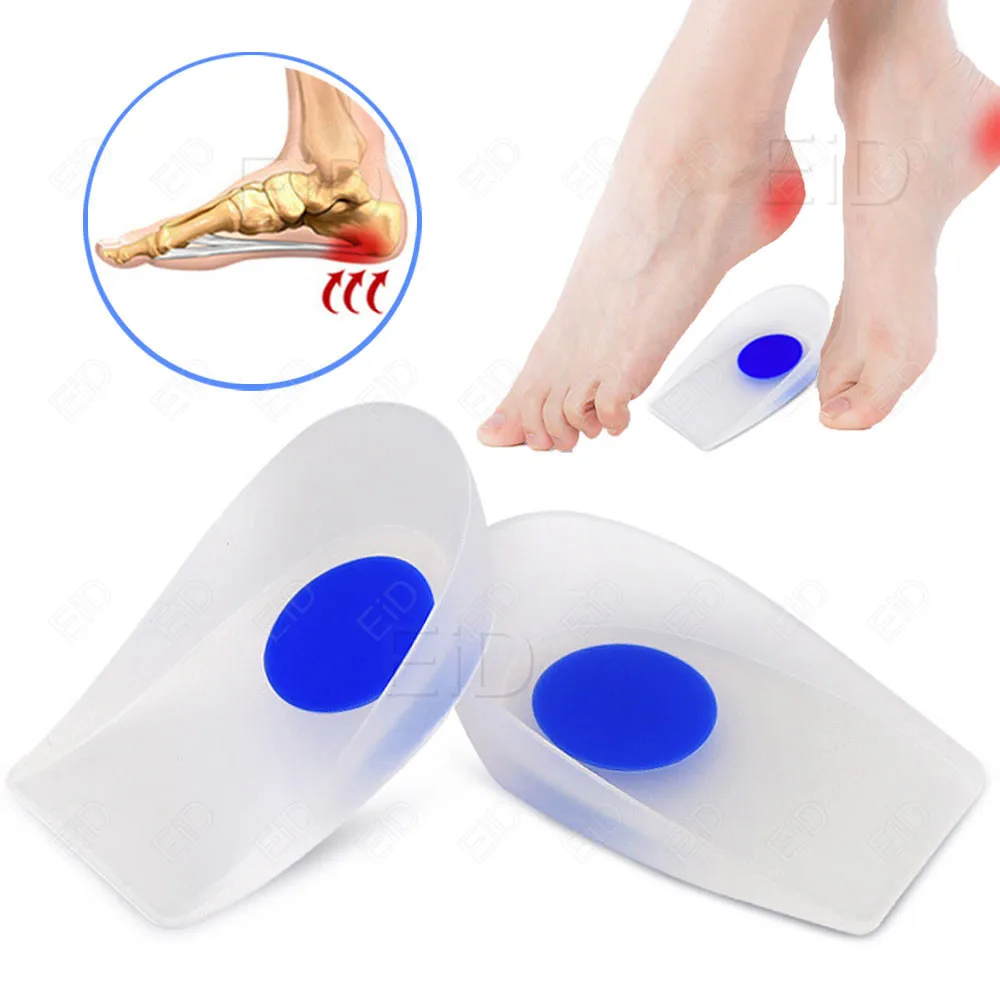 EiD Weiche Silikon-Gel-Einlegesohlen für Fersensporn, Fußschmerzen, lindern Kissen, Fußmassagegerät, Pflege, halbe Fersen-Einlegesohle, Höhenerhöhung – Detail 3