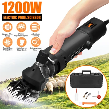 Cheap 1200W 6 Gears Electric Sheep Shearing Cutter Goat Wool Shaving Adjustment Push Trimmer Tool Powerful Scissor Machine 110V220V