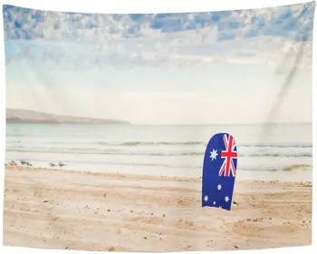 

Australia Surfing Board with Australian Flag at The Beach Day Adelaide Tapestry Home Decor Wall Hanging for Living Room Bedroom