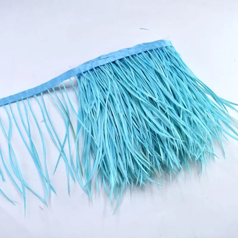 blue Высокое качество 1 метр gray Goose перья планки бахрома 15-20 см DIY Рождество карнавал перо для шитья одежды декоративные плащи - Цвет: blue