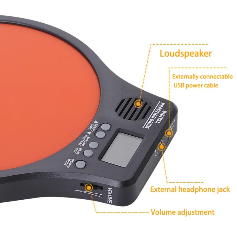 NEW Portable Digital Electric Drum Pad Lightweight shockproof skid-proof Top Quality Training Practice Metronome Counter