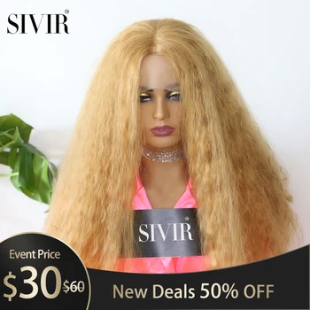 

Sivir Lace Front Wigs For Women 26' Dark Root Blonde Brown Long Wavy Ombre Synthetic Wig Heat Resistant Culry Wave Hair