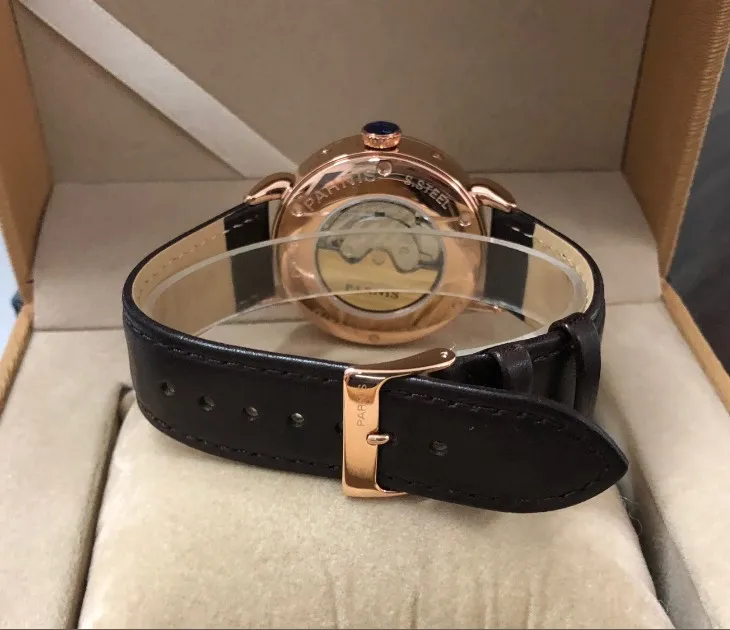 PARNIS 42 мм GMT автоматический самоветер движение Мужские часы Авто Дата мужские часы PA193-PP8