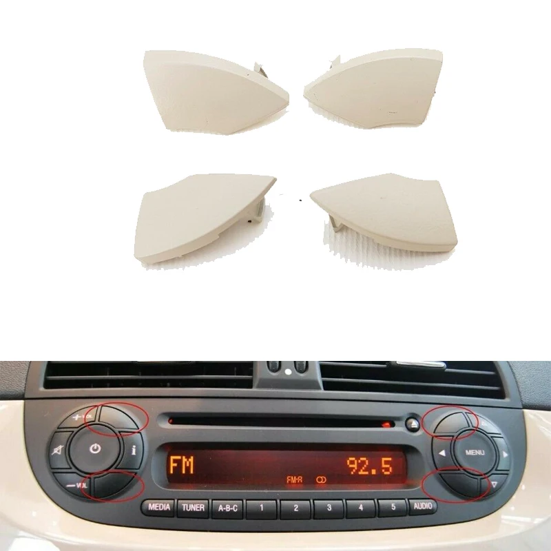 Para fiat 500 botões de rádio cd,