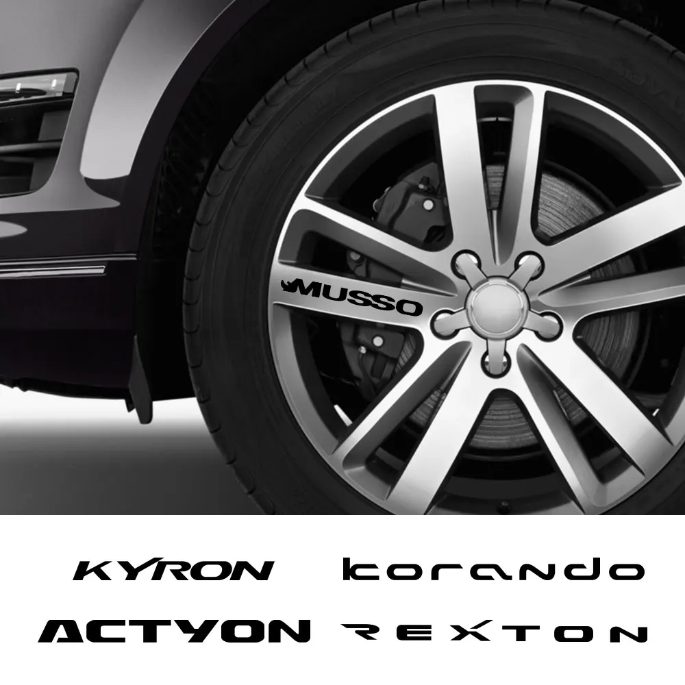 4PCS Car Wheel Rim Decor Reflective Stickers For SsangYong Actyon Korando Kyron Musso Rexton Tivoli Auto Vinyl DIY Accessories | Автомобили