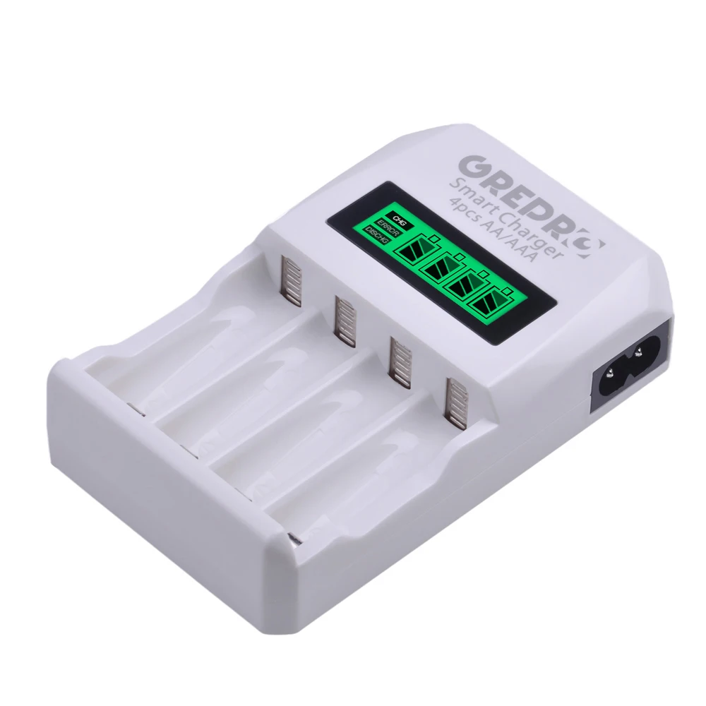 GREPRO 4x AAA перезаряжаемые батареи и 4 слота зарядное устройство ЖК-дисплей USB кабель интеллектуальное отключение быстрой зарядки