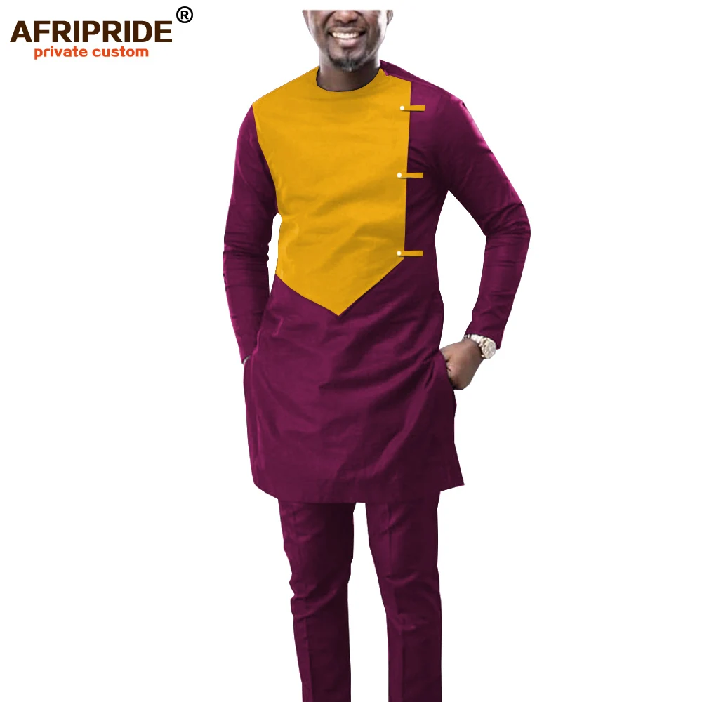 Африканская Мужская одежда, Дашики, пальто, куртка и брюки из Анкары, комплект из 2 предметов, одежда, наряд, воск A1916039 - Цвет: 2-10