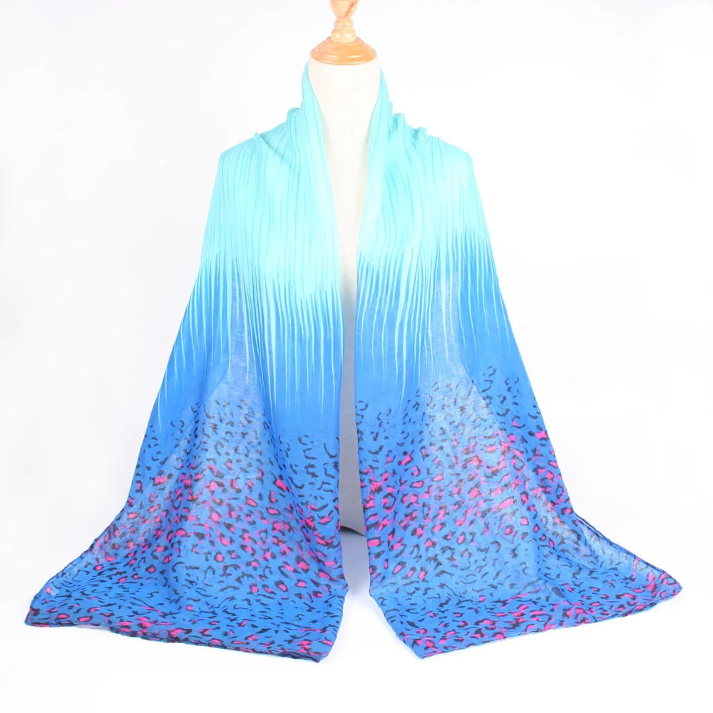 Spring And Summer Autumn Europe And America Hot Selling Women's Silk Scarves Gradient Leopard Figure Printed Voile Scarf Lo