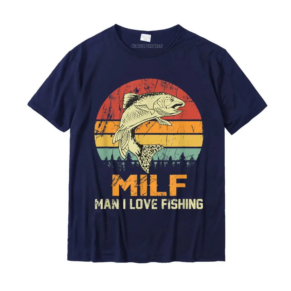 Normal Men 2021 New Fashion comfortable Tops Shirt O-Neck Summer Autumn All Cotton Top T-shirts Birthday Short Sleeve T-Shirt Milf  Man I Love Fishing Funny Fish Vintage Outfit T-Shirt__36520 navy
