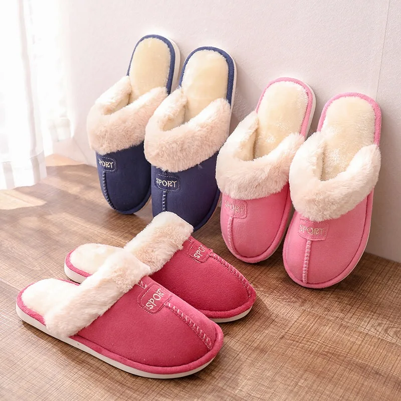 Женские зимние теплые меховые тапочки без застежки домашняя обувь для мальчиков
