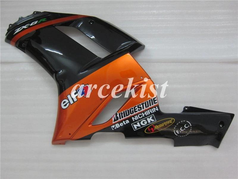 ABS полный обтекатель комплект подходит для Kawasaki ZX6R 2007 2008 мотоцикл Обтекатели ZX-6R 07 08 ниндзя 636 оранжевый черный эльф Кузов Набор