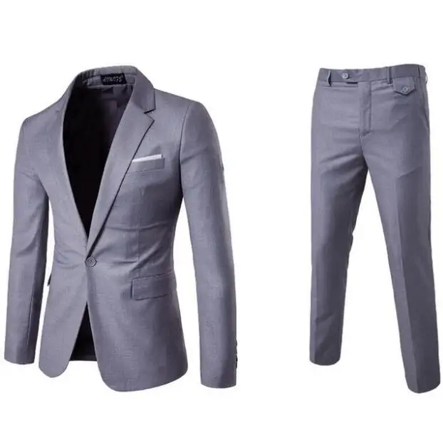 Куртки+ жилет+ брюки) мужской свадебный костюм мужские приталеные блейзеры костюмы мужские костюмы деловые торжественные вечерние Большие размеры S-6XL - Цвет: 2pcs Light Grey