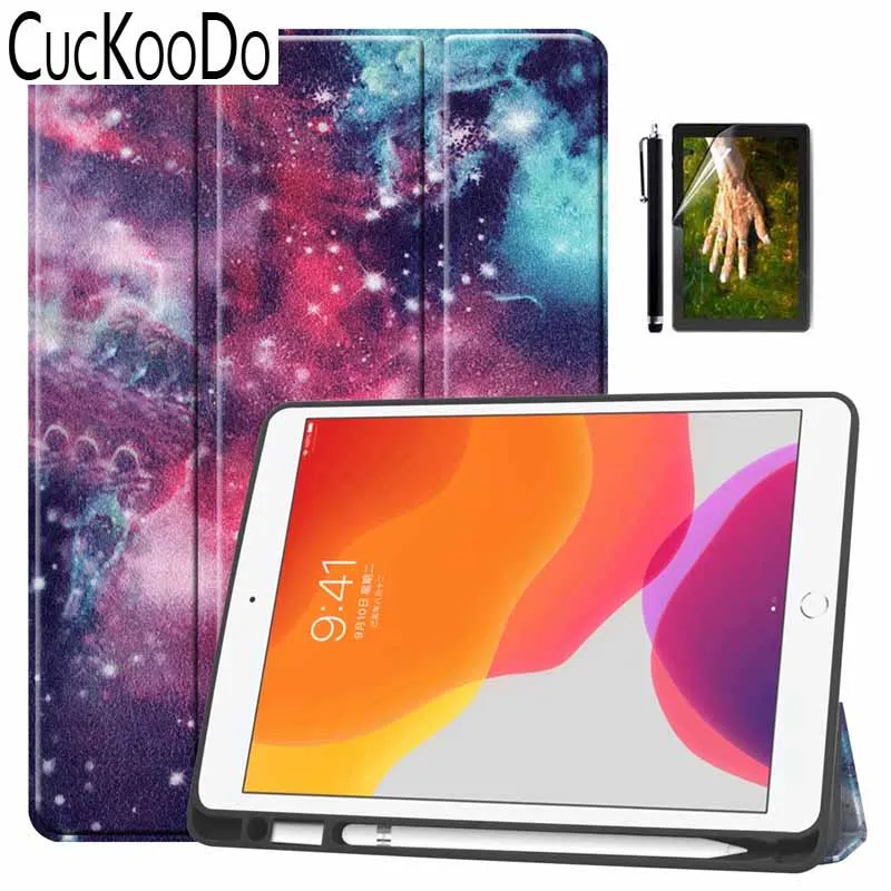 Чехол с держателем карандаша для iPad 10,2 Trifold Stand противоударный мягкий ТПУ задняя крышка для iPad 10," 7th