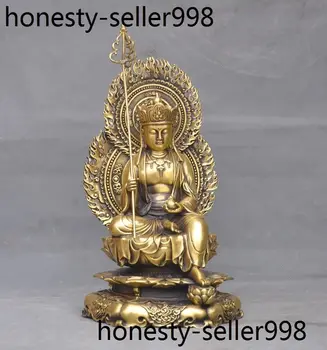 

wedding decoration Tibet Buddhism brass jizo Ksitigarbha tang monk buddha hand hold Scepter statue