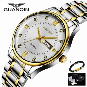

GUANQIN Date Watch Men Luxury Business Quartz Waterproof Watches Men's Stainless Steel Mens Wristwatch relogio masculino 2019