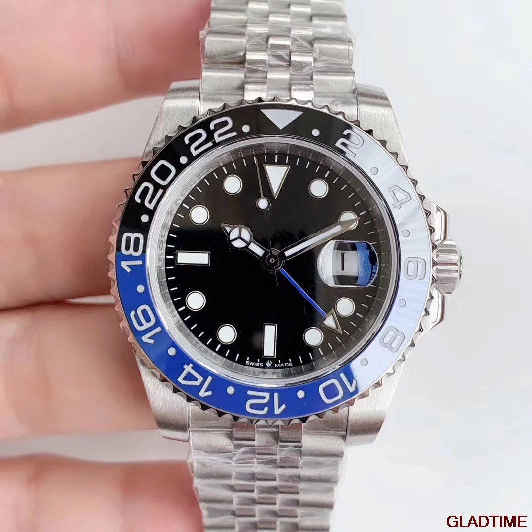 

AAA Rose Gold Mechanical Automatic Blue Black Gmt Designer Men Watch Mens Watches Top Brand Luxury Wristwatches 2019