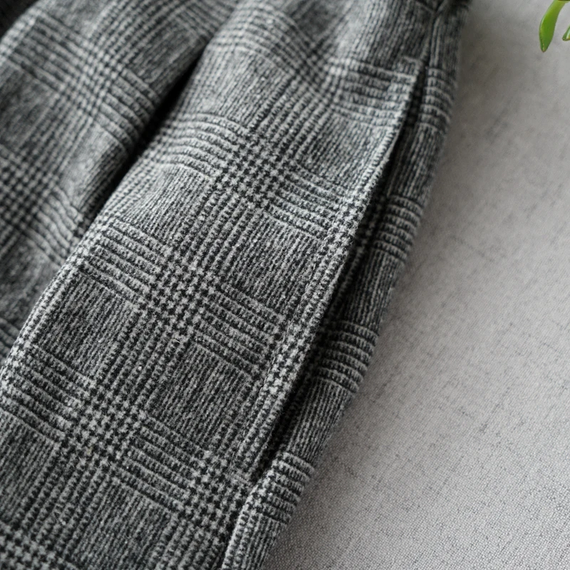 Spring Autumn Women Casual Loose Plus Size Japanese Style Comfortable Elastic Waist All-match Houndstooth Woolen Skirts 2 Colors