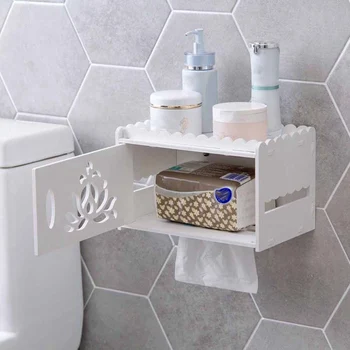 

Wall Mounted PVC Waterproof Toilet Cabinet Bathroom Storage Rack Tissue Box Kitchen Bathroom Organizer Makeup Organizer