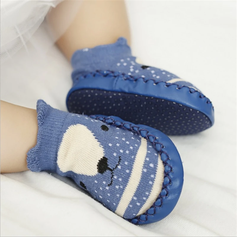 Детские носки с резиновой подошвой, носки для новорожденных, Осень-зима, детские носки-тапочки, противоскользящая обувь, носки с мягкой подошвой