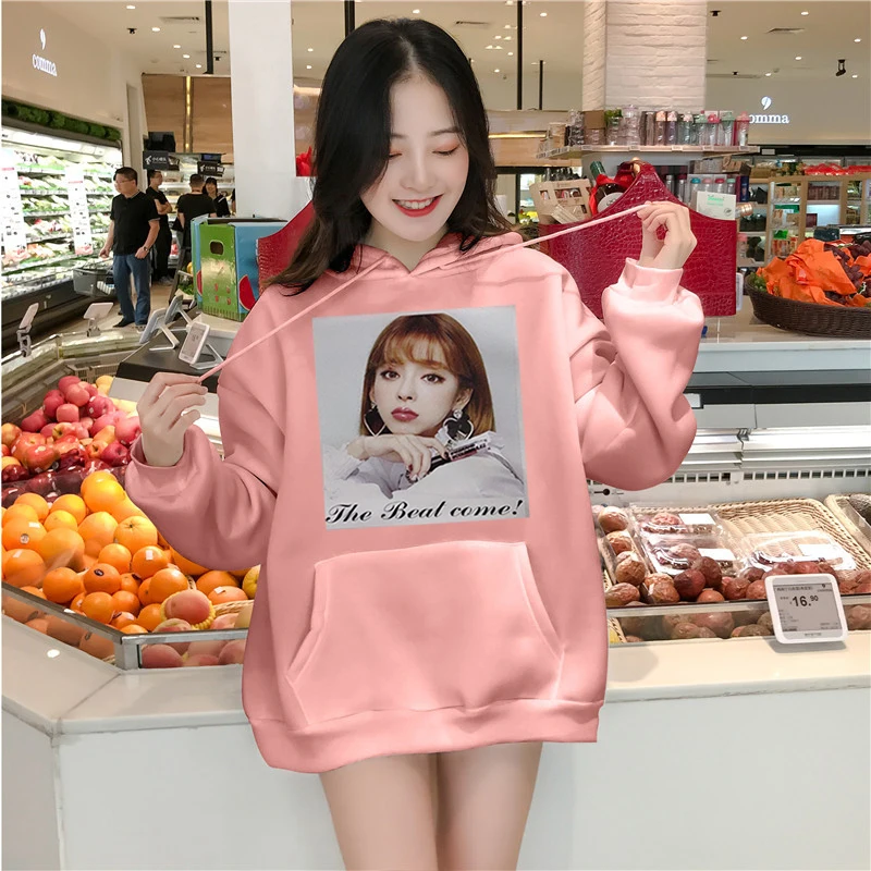 Розовый Толстый джемпер sudaderas mujer с длинными рукавами и карманами в молодежном стиле, фуфайки, женские толстовки, мягкая свободная спортивная одежда, модный спортивный костюм - Цвет: Розовый