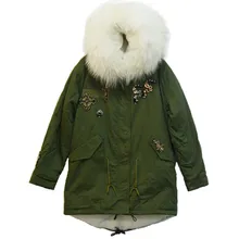 Подгонянный дизайн 80 см длина длинный стиль снек Бисероплетение меховая парка, с фабрики ODM/OEM модные стильные зимние пальто