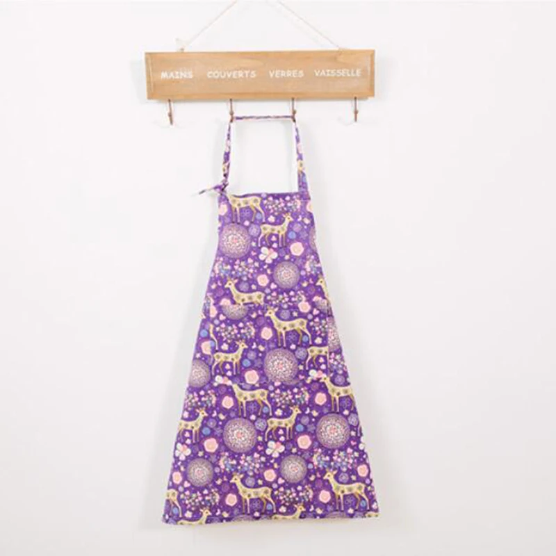 Purple fawn Хорошее качество кухонный, маслоустойчивый Пособия по кулинарии талии без рукавов домашнее платье фиолетового цвета с оленем домашний фартук хлопковый передник - Цвет: Purple fawn