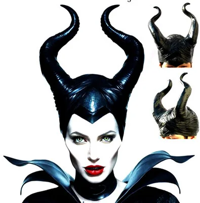 Хэллоуин косплей Maleficent ведьмы рога шляпа головные уборы маска головные уборы шлем вечерние Black queen