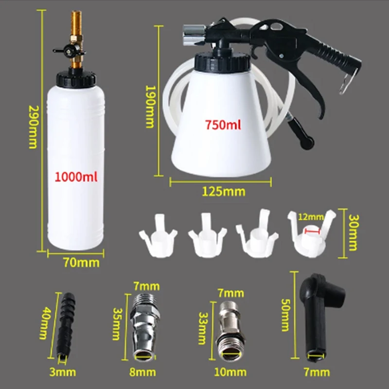 1L 0.75L Capaciteit Auto Remontluchter Pompen Vloeistof Pomp Kit Olie Veranderen Purge Tank Buizen Reparatie Tools Truck Auto Ac