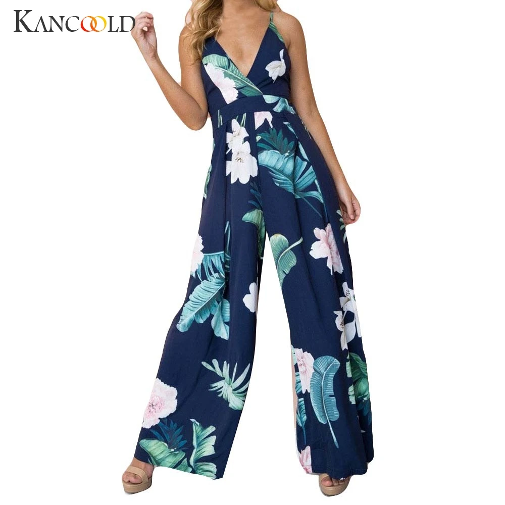 KANCOOLD Camisole Strapless 2019 Women V Neck Loose Playsuit Party Ladies Romper Short Sleeve Long Jumpsuit S-XL | Женская одежда
