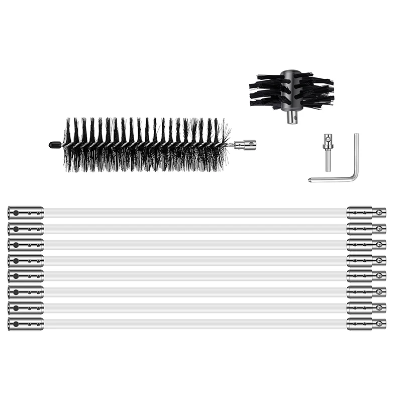 10 шт./компл. гибкие полосы света 60 см сварки стержней головки щетки дымохода подметальная Чистящая Щетка дымовых очистки Системы камин ящик для инструментов с шестигранным ключом+ шестигранный ключ, дюймовый стандарт адаптер