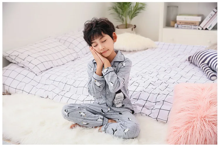 Spring Autumn Winter New Style Pure Cotton Long Sleeve Shirt Big Boy CHILDREN'S Pajamas Men And Women Baby Cartoon Tracksui