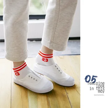 

Couples' Japanese Summer Harajuku Student Sports Ankle Socks Korean Version of Kawaii Number 23 Low Cut Short Tube Women Socks