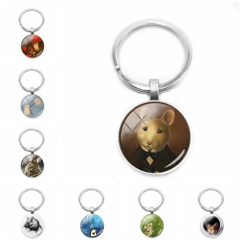 2020 New Pop Style Cute Cartoon Mouse Painting Keychain Fairy Tale Glass Convex Gift Decoration Jewelry. | Украшения и аксессуары