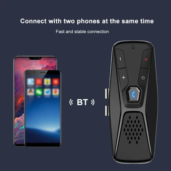 

T823 BT In-Car Speakerphone Handsfree Car Kit Music Player Noise Reduction Supports Voice Assistant