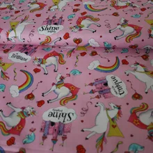 45X110 см, Корейская импортная розовая хлопковая ткань с изображением единорога и замка радуги для девочек, домашняя наволочка для подушки, DIY-BK731
