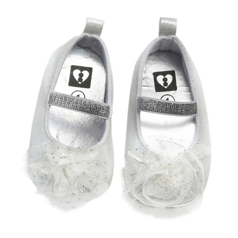 Повседневные Нескользящие кроссовки с цветочным узором для маленьких девочек; прогулочная обувь принцессы на мягкой подошве для малышей - Цвет: Белый