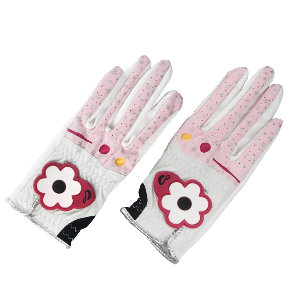 Pink Size 20 1 пара Женские Перчатки Для Гольфа нескользящие для левой и правой руки с модным цветочным дизайном - Цвет: Pink Size 20