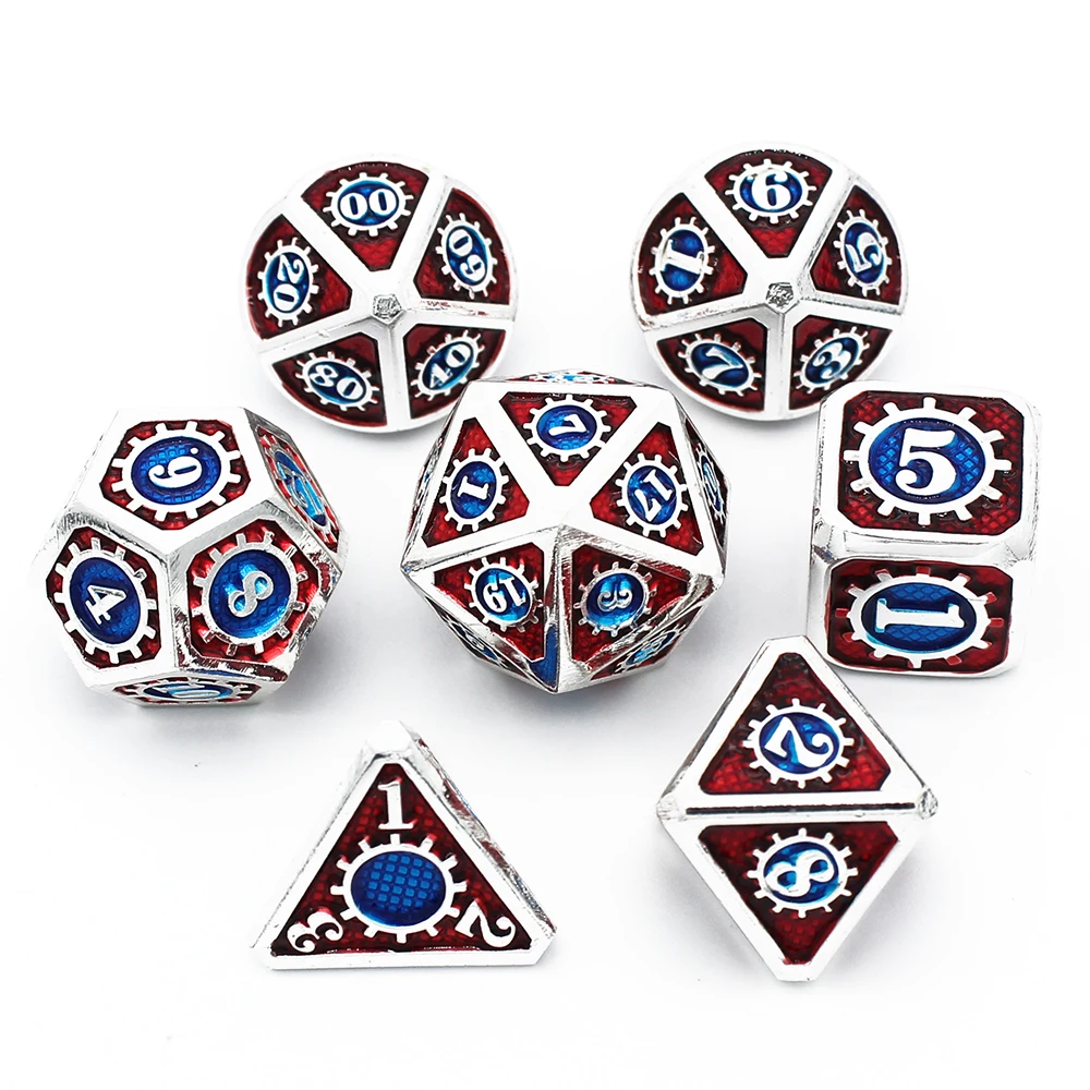 Metal Dice Set with Drawstring Pouch, D4, D6, D8, D10, D %, D12, D20, D20, Dados, Rpg, D Dice